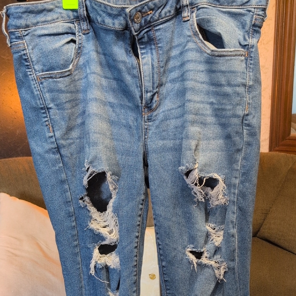 American Eagle Outfitters Ripped Blue Skinny Jeans